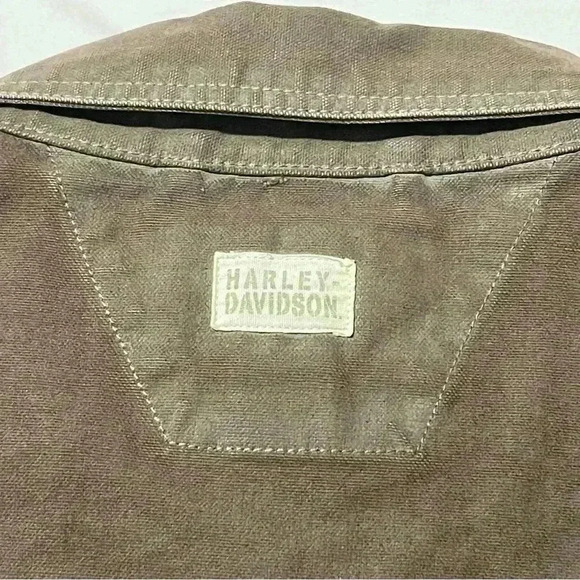 Mens HD LS button up shirt heavy denim type material brown 100% cotton Sz L - Picture 9 of 9